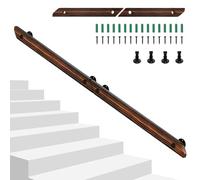 Hebitod Corrimano in legno di pino, 200 cm, ringhiera per scale, in legno, antiscivolo, con supporti da parete, materiale di montaggio, ringhiera per scale, balcone, marrone