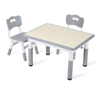 Hebitod Set da scrivania regolabile per bambini, con 1 tavolo e 2 sedie, regolabile in altezza, multifunzione, piedini in gomma antiscivolo, per bambini, tavolo da 80 x 60 cm, sedie da 30 x 31 cm