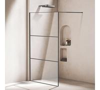 Hebitod Walk-In Doccia 120 x 200 cm, Nero, telaio a 3 segmenti, vetro di sicurezza ESG da 5 mm, braccio stabile, montabile a destra o a sinistra