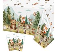 Heboland 2 Pezzi Tovaglia Compleanno Bosco, Tovaglia Feste Primo Bimbo 137 x 274 Cm Tovaglia Usa e Getta Animali Foresta per Decorazioni 1 Anno Feste Baby Shower Ragazzi Ragazze