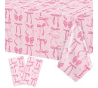 Heboland 2 Pezzi Tovaglia Fiocco Rosa, 137 X 274Cm Decorazioni Compleanno Fiocco Rosa Tovaglie, Coquette Fiocchi Tovaglia Festa Primo Compleanno per Donne Ragazze Sposa Addio al Nubilato