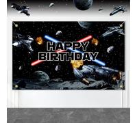 Heboland Banner Sfondo Compleanno Bambini Astronauta, Grande 180 x 110cm Striscione Sfondo Compleanno Battaglia Stellare | Decorazioni per Feste Galassia/Spazio Nave Stellare Bambini