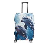HEBRTGS Copertura per bagagli alla moda con copertura elastica lavabile, Delfini innamorati, L