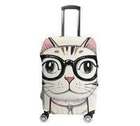 HEBRTGS Copertura per bagagli alla moda con copertura elastica lavabile, Design Hipster Cat Kitten Occhiali, L