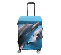 HEBRTGS Copertura per bagagli alla moda con copertura elastica lavabile, Due delfini nell'acqua, L