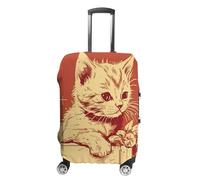 HEBRTGS Copertura per bagagli alla moda con copertura elastica lavabile, Gatto sdraiato sulla scatola, L