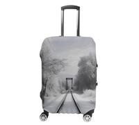 HEBRTGS Copertura per bagagli alla moda con copertura elastica lavabile, Tracce del treno innevato, L