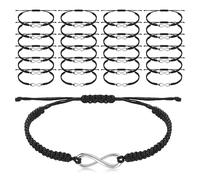 Hebterrka 24 bracciali fatti a mano, braccialetti dell'amicizia, colorati e resistenti, perfetti per uomini e donne, regalo per amici, Nero , L