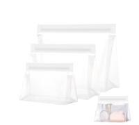 Hebterrka 3 pezzi Borsa da toilette trasparente a prova di perdite - Busta sigillata approvata TSA con cuciture rinforzate, riutilizzabile e facile da pulire