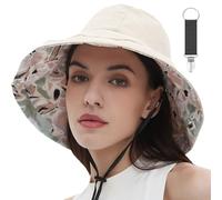 Hebterrka Cappello estivo da donna con tesa larga, cappello di paglia reversibile, protezione UV 50, cappello da spiaggia con clip per cappello, impermeabile, multicolore, L