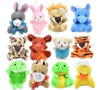 Hebterrka Confezione da 12 piccoli giocattoli di peluche per bambini, mini portachiavi in peluche, regali di Natale e di compleanno, feste, pensierini