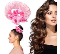 Hebterrka Scrunchie per Ricci Senza Calore, Satin Rosa Ricci Senza Calore Durante la Notte, Fasce per Capelli da Notte, Bigodini Pigri Scrunchies per Ricci Morbidi, Accessorio alla Moda per Uscite e