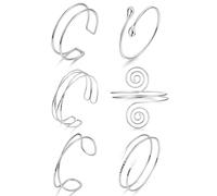 Hebterrka Set di Bracciali in Metallo di Alta Qualità con 6 Bracciali Argento, Regolabili e Minimalisti, Bracciali Boho per Donne, Ideali per Feste e Quotidianità