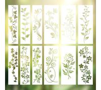 Hebterrka Set di Stencil per Decorazione Murale, 12 Pezzi di Stencil Riutilizzabili con Motivi di Piante, Ideali per Pittura Acrilica, Design Tessile e Altro