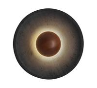 HEBXMF Applique da parete minimalista rotonda in legno di travertino nero, lampada da parete moderna in stile industriale, applique da parete a testa singola con sorgente luminosa a LED, apparecchi di