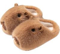 Hecatombic Pantofole Da Donna in Peluche A Forma Di Animale Con Suola Spessa Antiscivolo Calde Pantofole Invernali in Peluche Carine Divertenti Soffici E Comode Per Interni (Marrone chiaro,40-41)