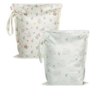 HECCEI 2 sacchetti impermeabili per pannolini da nuoto, riutilizzabili, lavabili, con gancio, 33 x 38 cm, per articoli per bambini, nuoto, spiaggia, palestra, piscina, viaggi, Garden Friend, Naturale