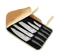 hecef Coltelli da Cucina Professionali 5 Pezzi in Acciaio Inox con Borsa Portatile/Rotolo Cuoco e Coprilama - Set Coltello Chef Multiuso, Lama Affilata, Facile da Trasportare
