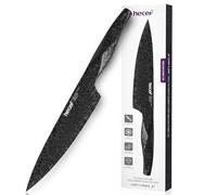 hecef Coltello Cucina Professionale 20cm Nero - Ice-crack Antiaderente, Manico Diamante Brillante, Acciaio Inox ad Alto Tenore di Carbonio, Design Elegante, Ideale per Casa, Chef, Regalo
