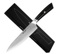 hecef Coltello Giapponese, 20 cm Coltello da Chef Professionale con Manico Ergonomico in G10 e Rivetti in Rame, 67 Strati VG10 Coltello Damasco con Fodero Protettivo Della Lama