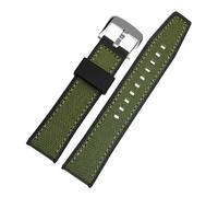 HECHENBAO Cinturino da uomo compatibile con cinturino for orologio fondo in silicone e pelle AW5005 in nylon gomma, adatto for l'uso quotidiano(Green-silver clasp,21mm)