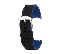 HECHENBAO Cinturino for orologio in silicone impermeabile da 20 mm a 22 mm compatibile con la catena for orologio n. 5, adatto for l'uso quotidiano(Black blue-silver,20mm)