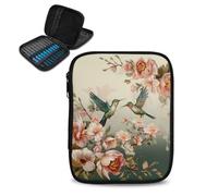 Hechitok Custodia con gancio floreale con colibrì, organizer con cerniera e tasche per vari ferri da uncinetto e accessori per maglieria, facile da trasportare