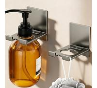 HECHKJ 2 Pezzi Supporto da Parete per Dispenser a Pompa a Mano, 35 mm Porta Sapone Liquido da Muro, Porta Dispenser Sapone a Muro con Gancio, per L'uso con Shampoo, Bagnoschiuma, Sapone