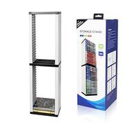 HechoVinen Supporto per dischi per videogiochi, per 36 scatole di gioco, in materiale ABS, organizer per mensole verticalmente orizzontali, design bianco e nero, per collezione Game Disc