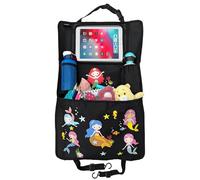 HECKBO 1x Protezione schienale auto per bambini con organizer e tasca tablet regolabile con pellicola touch fino a 20 pollici - sirena - 70x45 cm - in orsa termica + tasca elasticizzata