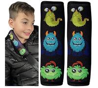 HECKBO 2x Protezione per Cintura di Sicurezza con Mostri - Spallina Imbottita, Imbottitura Cintura per Seggiolino, Cuscino, Copricintura per Bambini e Bambine - Protezione contro Tagli da Cintura