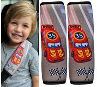 HECKBO 2x Protezione per Cintura di Sicurezza con Motivo Racing - Spallina Imbottita, Cuscino per Auto, Imbottitura per Cintura di Sicurezza per Seggiolini, Copricintura per Bambini e Ragazzi