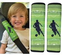 HECKBO 2x Protezione per Cintura di Sicurezza Motivo Calcio con Calciatore - Spallina Imbottita, Cuscino per Auto, Imbottitura per Cintura di Sicurezza Seggiolini, Copricintura per Bambini e Ragazzi