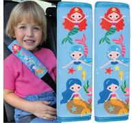 HECKBO 2x Protezione per Cintura di Sicurezza, Spallina Imbottita, Cuscino per Auto, Imbottitura per Cintura di Sicurezza, Copricintura per Bambine con Sirenette - per Seggiolini su Auto e Bici