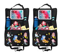 HECKBO 2x Protezione schienale sedile auto bambini con organizer e tasca tablet regolabile e scomparti porta accessori - sirena