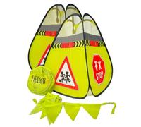 HECKBO 2x Segnale di avvertimento stradale bambino Segnale di gioco con piloni, Strada Pop Up Set