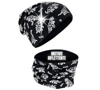 HECKBO Berretto Dinosauro Bambini & Scaldacollo - Riflettore 360° - Materiale Caldo - 2-8 Anni - Ideale per Inverno Outdoor & Giorni Freddi (48-54 cm)