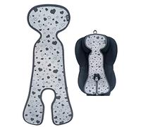 HECKBO Cuscino Estivo Antisudore per Bambini - Gruppo 1 - Seggiolino Auto con Cintura a 3 e 5 Punti - Materassino Grigio con Cuori