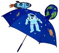 HECKBO Ombrello per Bambini, Astronauta, Spazio, Universo - Razzo, Terra, Pianeti, Satellite - Pannello trasparente di sicurezza - Ombrello per ragazzi e ragazze - Scuola e Asilo - L: 59cm, Ø 73cm