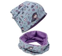 HECKBO Set berretto invernale e scaldacollo bambini - sirena - 2-8 anni - 95% cotone con pile - autunno primavera inverno (48-54 cm)