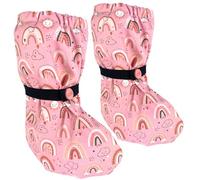 HECKBO Stivaletti da pioggia per bebè senza fodera in pile - Rosa arcobaleno - 18-24 mesi - copriscarpe per neonati che gattonano