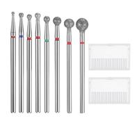Heclia 16 pezzi punte per trapano per unghie 3/32" punta per trapano a sfera diamantata set di punte per fresa per unghie trapano per cuticole Neonail punte per fresa trapano per manicure lima