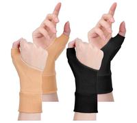 Heclia Guanti a compressione per pollice, 2 paia di fasce elastiche per polso per artrite, senza dita, con imbottitura in gel per tendinite, sindrome del tunnel carpale, supporto per polso traspirante