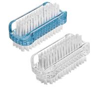 Heclia Spazzola per unghie a due lati per pulire le unghie e sotto le unghie, setole morbide rigide per uomini e donne, setole in nylon PP resistenti, impugnatura antiscivolo portatile, 2 pezzi, blu e