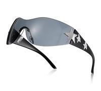 Heclia Y2K Occhiali da sole per donne e uomini, occhiali da sole alla moda, occhiali da sole avvolgenti, grandi occhiali da sole a stella senza montatura per guida, shopping, ciclismo all'aperto