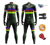 HECLOK Completo Ciclismo Invernale Uomo: Antivento Maglia Termica Manica Lunga in Pile e Salopette con Gel | Abbigliamento per Bici da Corsa, MTB (TYP-6,XL)