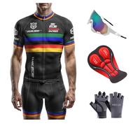 HECLOK Completo Ciclismo Uomo Manica Corta, Maglia e Pantaloncini con Imbottitura Gel 3D per Bici da Corsa e MTB, Traspirante e Asciugatura Rapida,Personalizzabile con il Tuo Logo (Set-2,x_l)