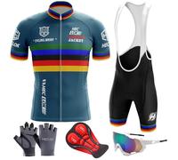 HECLOK Completo Ciclismo Uomo Manica Corta - Maglia e Pantaloncini con Imbottitura Gel 3D per Bici da Corsa e MTB | Traspirante e Asciugatura Rapida | Personalizzabile con il Tuo Logo