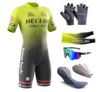 HECLOK Maglia da ciclismo da uomo manica corta Estivo Set，Body Ciclismo Uomo，tuta monopezzo Imbottitura premium specifica per la competizione imbottito pantaloncini，Tuta da Triathlon (TYP-4,M)