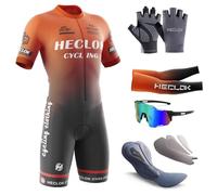HECLOK Maglia da ciclismo da uomo manica corta Estivo Set，Body Ciclismo Uomo，tuta monopezzo Imbottitura premium specifica per la competizione imbottito pantaloncini，Tuta da Triathlon (TYP-3,S)
